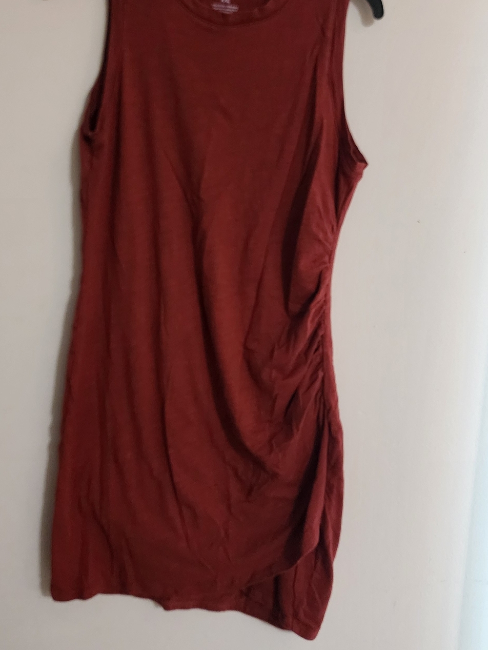 Nine West Rust Red Sleeveless Ruched Mini Dress Size XXL